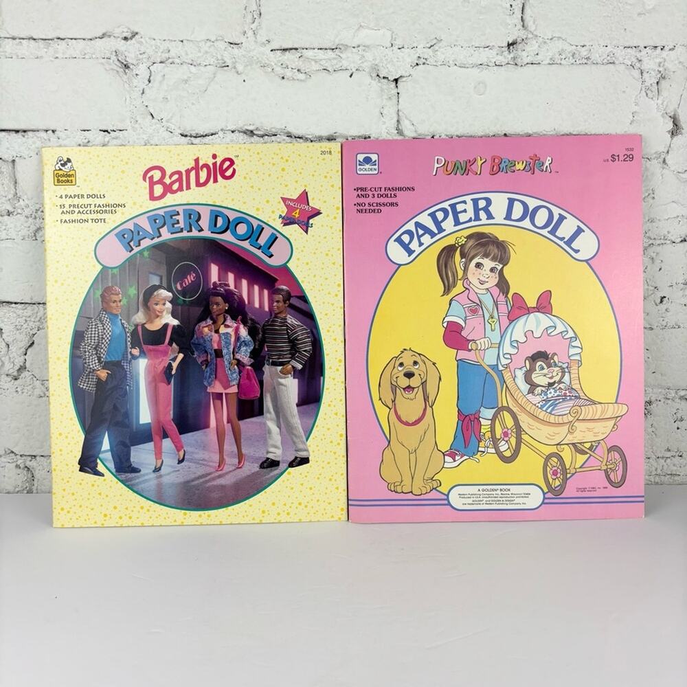 Vintage Punky Brewster & Barbie Paper Doll Books